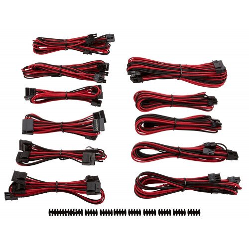 Corsair Premium Individually Sleeved PSU Cable Kit Pro Package, Type 4 (Generation 3) - Red/Black