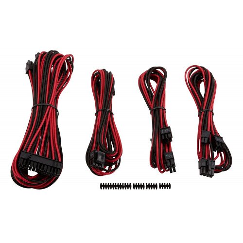 Corsair Premium Individually Sleeved PSU Cable Kit Starter Package, Type 4 (Generation 3) - Red/Black
