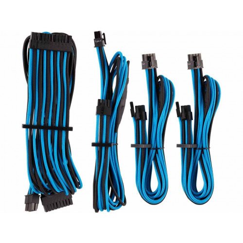 Corsair Premium Individually Sleeved PSU Cables Starter Kit Type 4 Gen 4 - Blue/Black