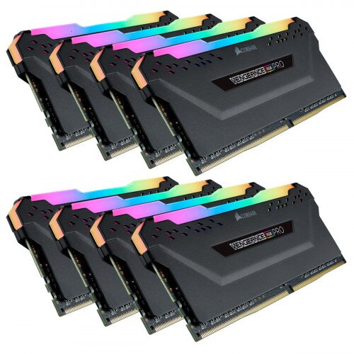Corsair VENGEANCE RGB PRO DDR4 DRAM Memory Kit - Black - 128GB Kit (8 x 16GB) - 3200MHz C16