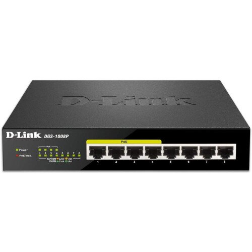 D-Link 8-Port Gigabit Metal Desktop Switch with 4 PoE Ports