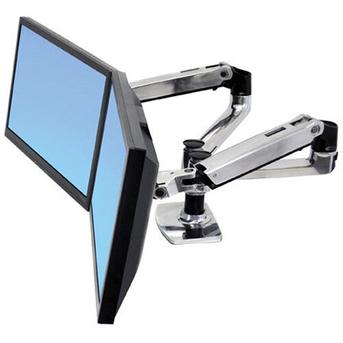 Ergotron LX Dual Side-by-Side Arm - Polished Aluminum