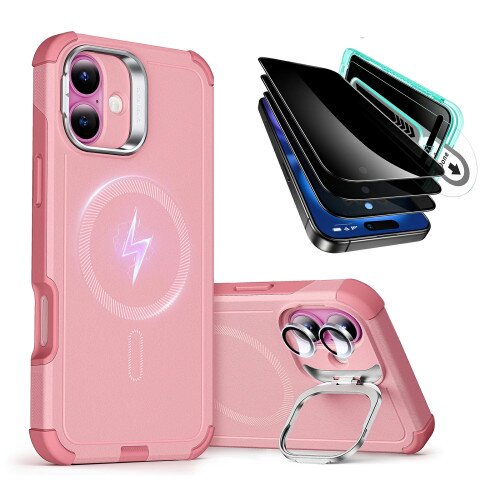 ESR Cyber Tough Case with Stash Stand Privacy Protection Bundle - iPhone 16 - Pink
