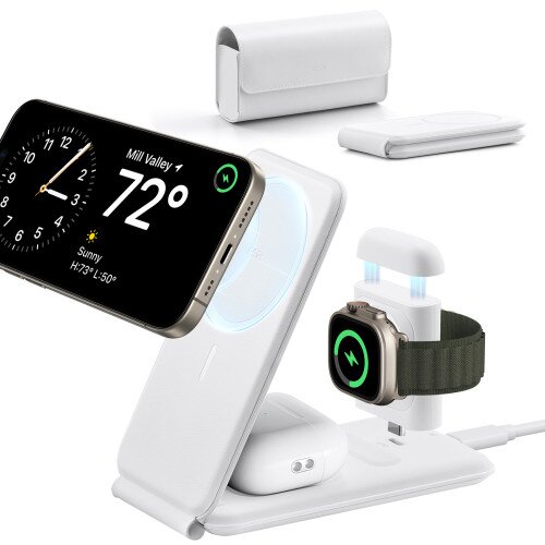 ESR HaloLock 3-in-1 Travel Wireless Charging Set - White - US Plug