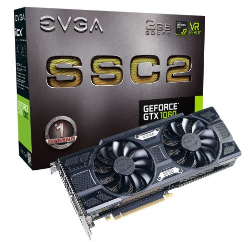 EVGA GeForce GTX 1060 SSC2 Gaming, 3GB GDDR5, iCX - 9 Thermal Sensors & LED G/P/M Graphics Card