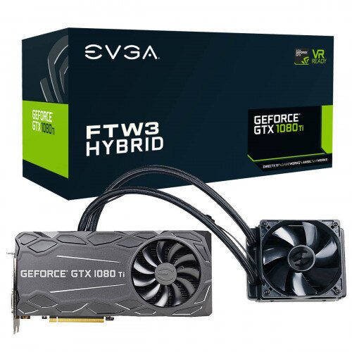 EVGA GeForce GTX 1080 Ti FTW3 HYBRID Gaming, 11GB GDDR5X, HYBRID & RGB LED, iCX Technology - 9 Thermal Sensors Graphics Card