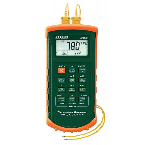 Extech 421509 7 Thermocouple Dual Input Datalogger with Alarm