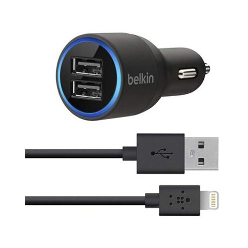 Belkin Dual Car Charger with Lightning to USB Cable (10 Watt/2.1 Amp Per Port)