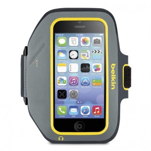 Belkin Sport-Fit Plus Armband for iPhone 5/5s/5c and iPhone SE - Gravel/Citrus