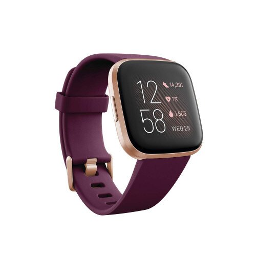 Fitbit Versa 2 Health and Fitness Smartwatch - Bordeaux / Copper Rose Aluminum