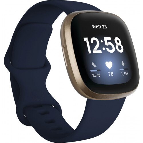 Fitbit Versa 3 Health & Fitness Smartwatch with Built-in GPS - Midnight/Soft Gold Aluminum