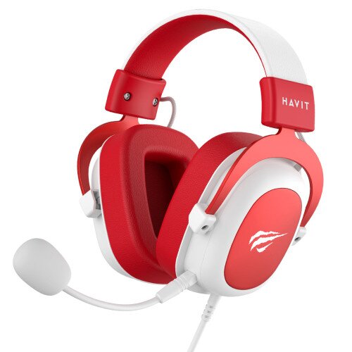 Havit H2002D Surround Sound 53mm Speaker Gaming Headphones - White/Red