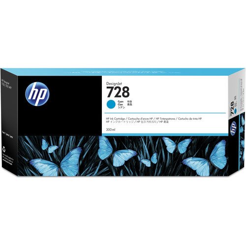 HP 728 300-ml DesignJet Ink Cartridge - Cyan
