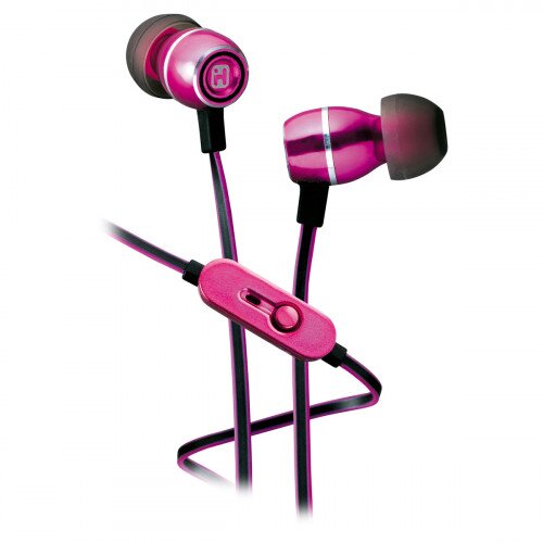iHome iB18 Noise Isolating Metal Earphones with In-line Mic, Remote and Pouch - Pink