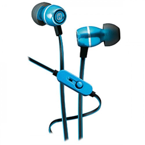 iHome iB18 Noise Isolating Metal Earphones with In-line Mic, Remote and Pouch - Blue