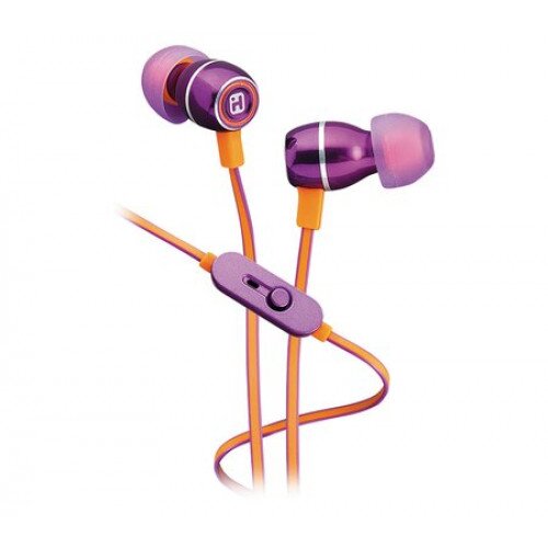 iHome iB18 Noise Isolating Metal Earphones with In-line Mic, Remote and Pouch - Iris