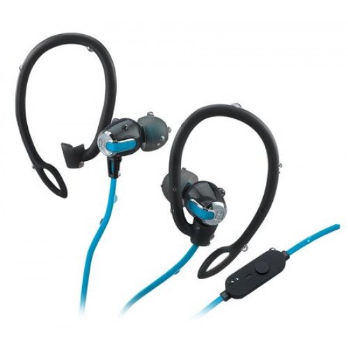 iHome iB21 Water-Resistant Sport Earbuds with Removable Earhooks, In-Line Mic+Remote, and Pouch - Black