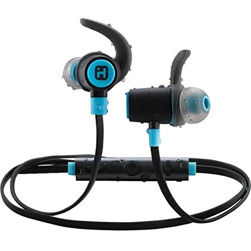 iHome iB73 Bluetooth 4.0 Wireless Water-resistant Sport Earphones with Mic, Remote and Sport Clips - Blue