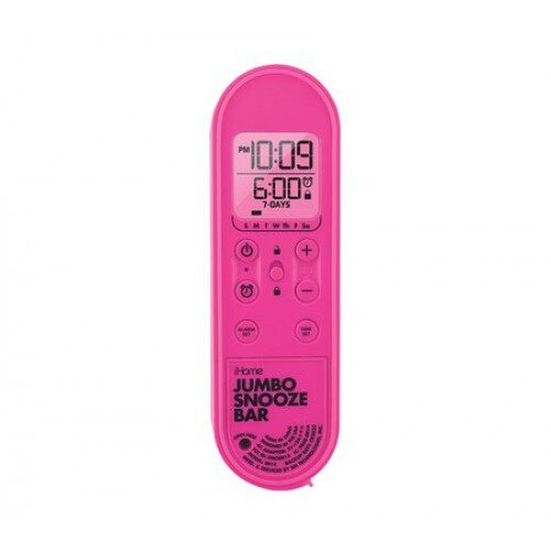iHome iM14 Jumbo Snooze Bar Alarm Clock with USB Charging - Pink