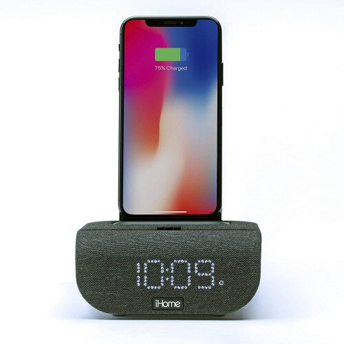 iHome TIMEBASE iBTW20 Dual Charging Bluetooth Alarm Clock with Wireless and USB Charging