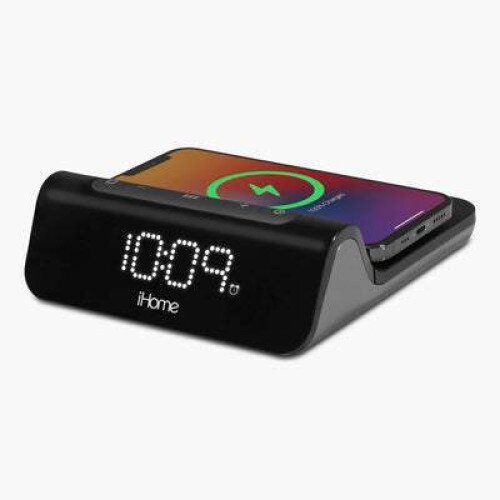 iHome Triple Charge Alarm Clock with Wireless Charging Plus USB-A & USB-C Charging