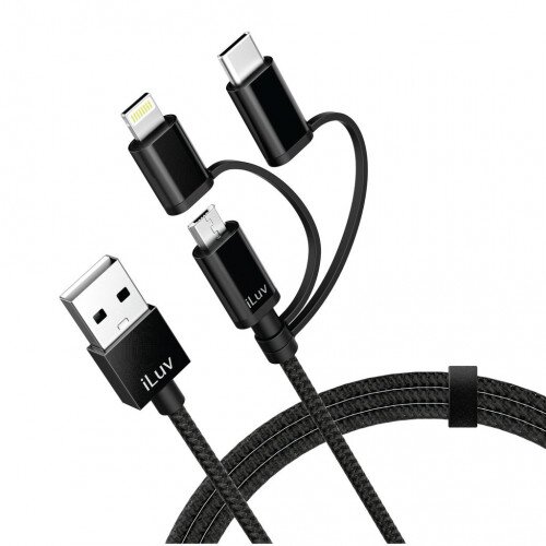 iLuv 3-in-1 USB 2.0 to Micro USB Lightning / USB-C Cable