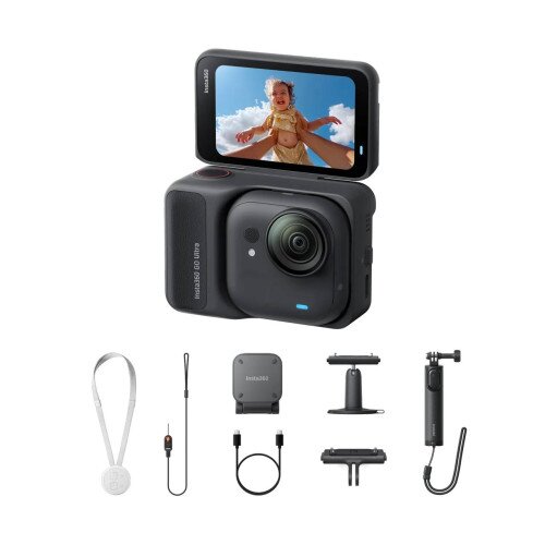 Insta360 GO Ultra Tiny Hands-Free 4K Pocket Action Camera - No MicroSD Card - Creator Bundle - Midnight Black