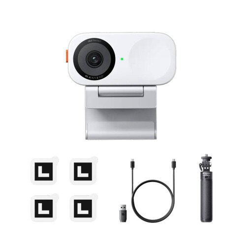 Insta360 Link 2C AI Powered 4K Webcam - Tripod Bundle - Arctic White