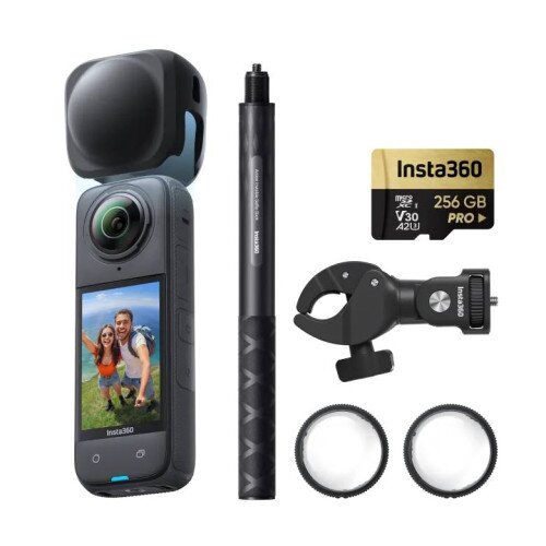 Insta360 X4 8K 360 Action Camera - 256GB MicroSD Card - Motorcycle Bundle Lite
