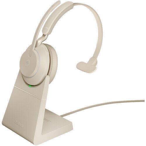 Jabra Evolve2 65 Wireless Office Headset - USB-C MS Teams Mono with Charging Stand - Gold Beige