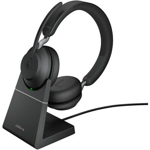 Jabra Evolve2 65 Wireless Office Headset - USB-C UC Stereo with Charging Stand - Black