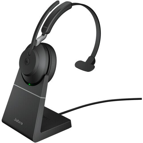 Jabra Evolve2 65 Wireless Office Headset - USB-A UC Mono with Charging Stand - Black