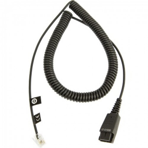 Jabra Quick Disconnect (QD) to Modular (RJ) Coiled Bottom Cord, 2 meter