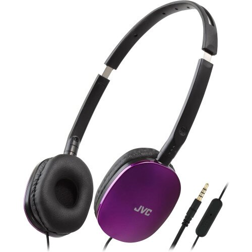 JVC HAS160M Flat Foldable Colorful Flats On Ear Headphones - Violet