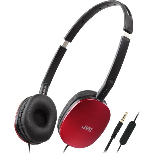 JVC HAS160M Flat Foldable Colorful Flats On Ear Headphones - Red
