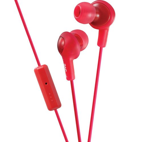JVC Mic HA-FR6 Gumy Plus Inner Ear Headphones with Remote - Red