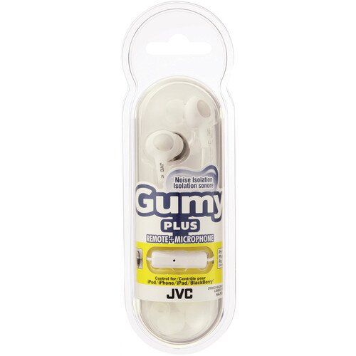 JVC Mic HA-FR6 Gumy Plus Inner Ear Headphones with Remote - White
