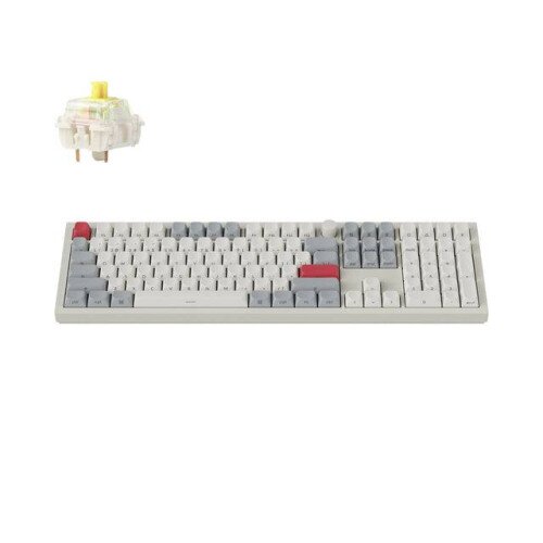Keychron Q6 Max QMK/VIA Wireless Custom Mechanical Keyboard - Fully Assembled Knob (Side-Printed Keycaps) - Gateron Jupiter Banana - Shell White