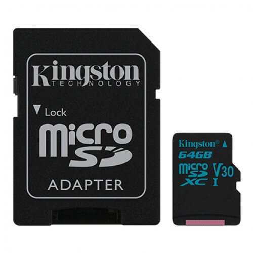 Kingston Canvas Go MicroSD Memory Card with SD Adapter - 64GB