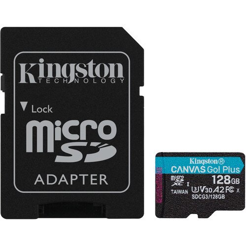 Kingston Canvas Go! Plus MicroSD Memory Card - 128GB - SD Adapter