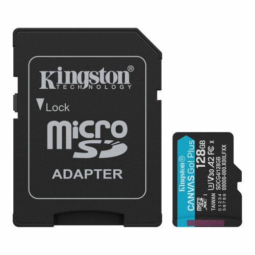 Kingston Canvas Go! Plus microSD Memory Card - 128GB - SD Adapter