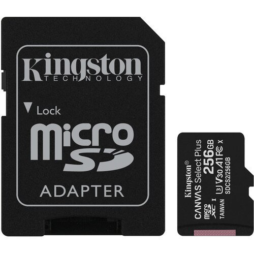Kingston Canvas Select Plus microSD Card - 256GB - Single Pack - SD Adapter