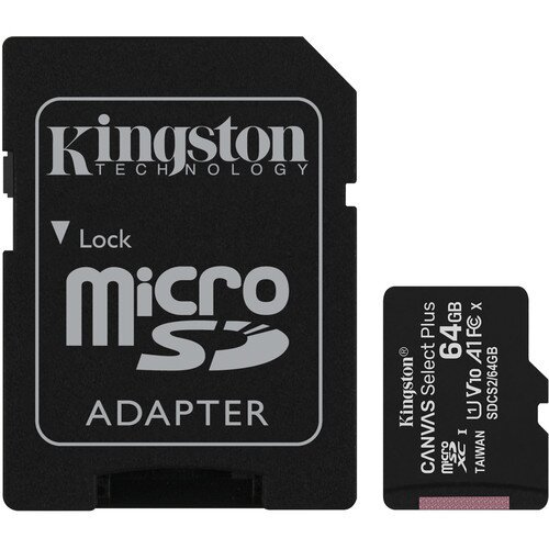 Kingston Canvas Select Plus microSD Card - 64GB - Single Pack - SD Adapter