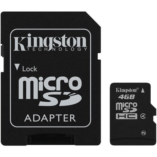 Kingston MicroSDHC Card - Class 4 with MicroSD Adapter - 4GB