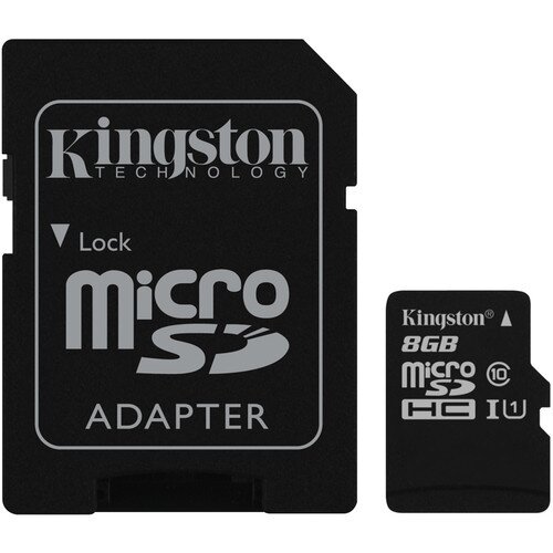 Kingston MicroSDHC/MicroSDXC Class 10 UHS-I Card with SD Adapter - 8GB