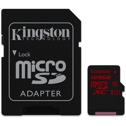 Kingston MicroSDHC/SDXC UHS-I U3 90R/80W with SD Adapter - 128GB