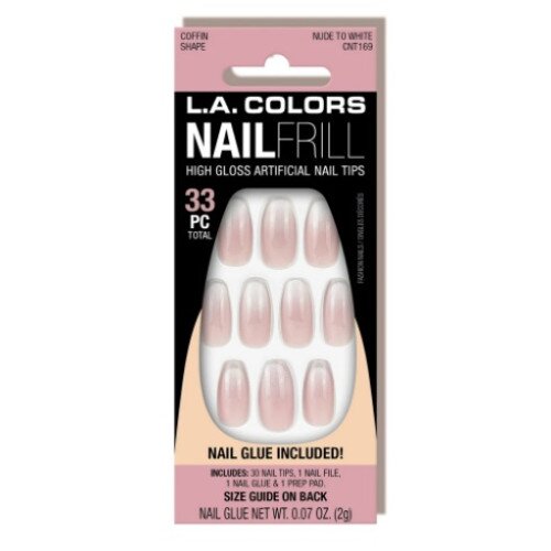 L.A. COLORS Nail Frill Artificial Nail Tip (Carded) - Nude to White