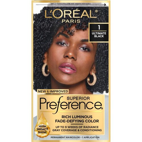 L'Oreal Paris Fade-Defying Shine Permanent Hair Color - 1 Ultimate Black