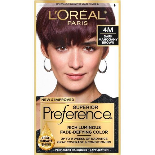 L'Oreal Paris Fade-Defying Shine Permanent Hair Color - 4M Dark Mahogany Brown
