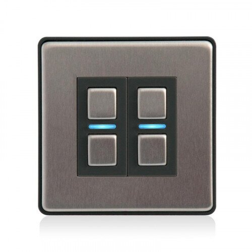 Lightwave Smart Dimmer 2 Gang Smart Switch - Stainless Steel